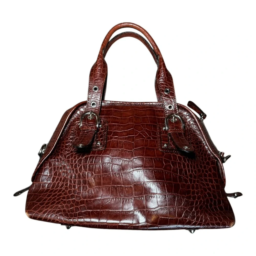 NORDSTROM Elegant Brown Crocodile-Embossed Leather Handbag